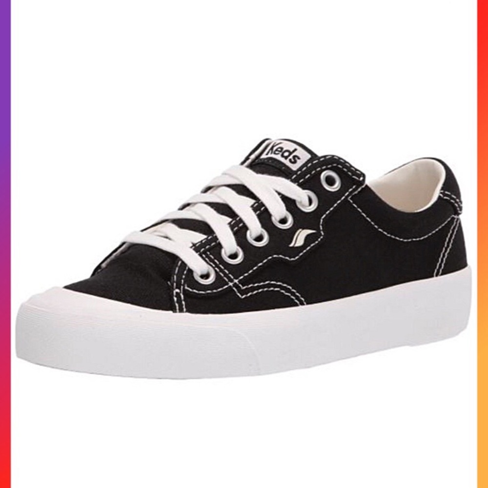 KEDS BLACK ORGANIC CANVAS CREW KICK 75 WALKING SHOES SNEAKERS